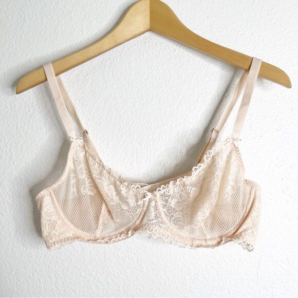 Savage x Fenty Nude Lace Balconette Bra Size 38B - Picture 1 of 3